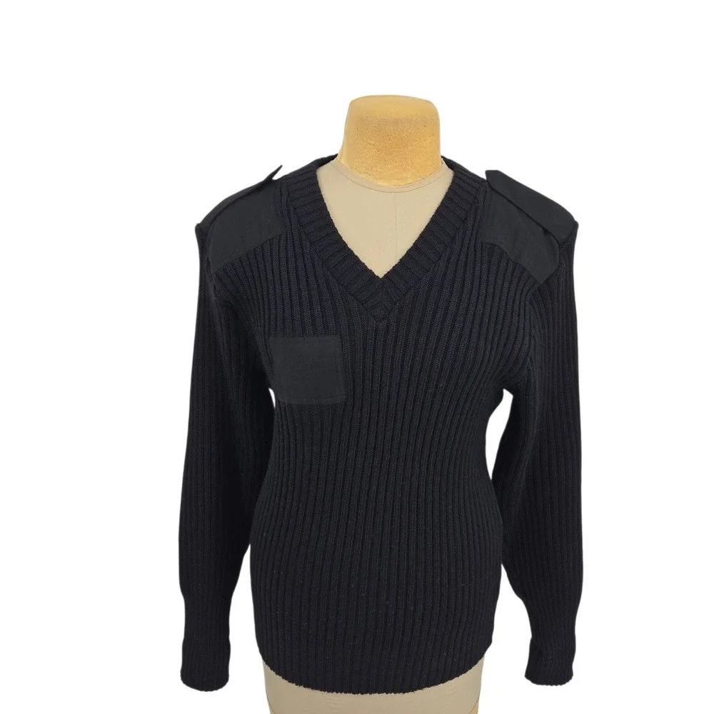 Brigade Quartermasters Woolly Pully Sweater Mens 44 Black Wool Military Vtg Y2K